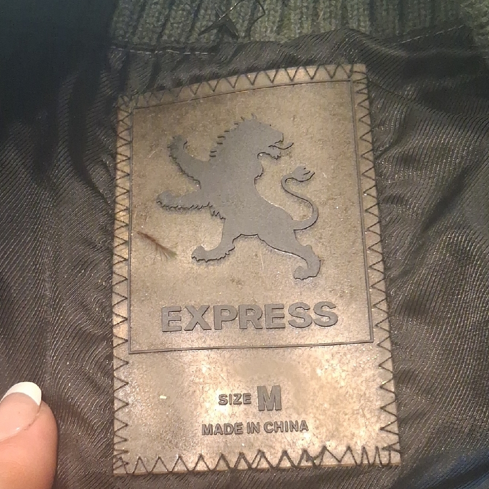 Express Black Bomber Jacket with Vintage Appeal